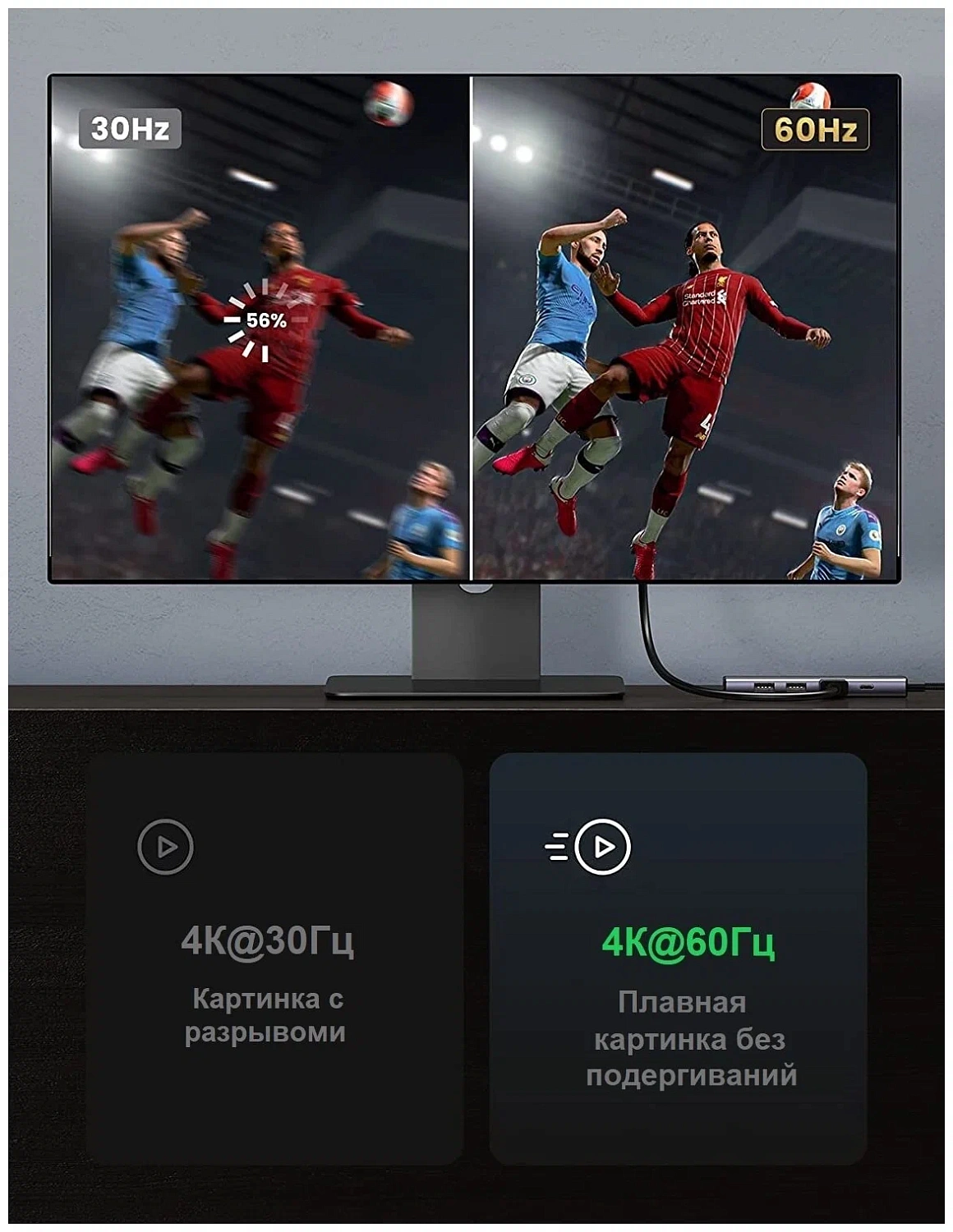 60384 Разветвитель портов Ugreen CM512 USB-C - 2xUSB 3.0 + HDMI 4K60Hz + SD/MicroSD + PD 100W. Цвет-